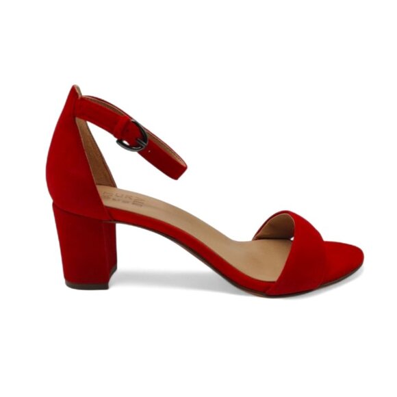 Naturalizer Women's Size 9 W Red Vera Suede Block Heel Ankle Strap Dress Sandals - Picture 2 of 14